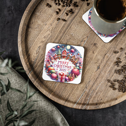 Christmas Coasters, Festive Drink Mats, Holiday Home Decor, Seasonal Gifts for Friends, Merry Christmas 2025