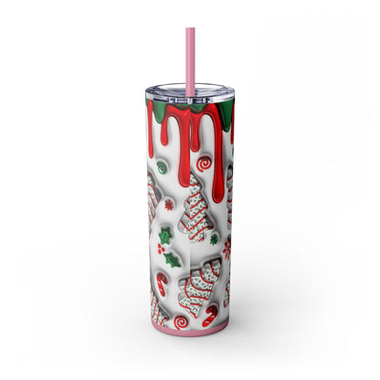 Christmas Cookie Skinny Tumbler, Holiday Drinkware, 20oz Snowman Cup, Festive Straw Mug, Winter Wonderland Gift