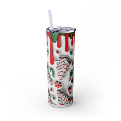 Christmas Cookie Skinny Tumbler, Holiday Drinkware, 20oz Snowman Cup, Festive Straw Mug, Winter Wonderland Gift