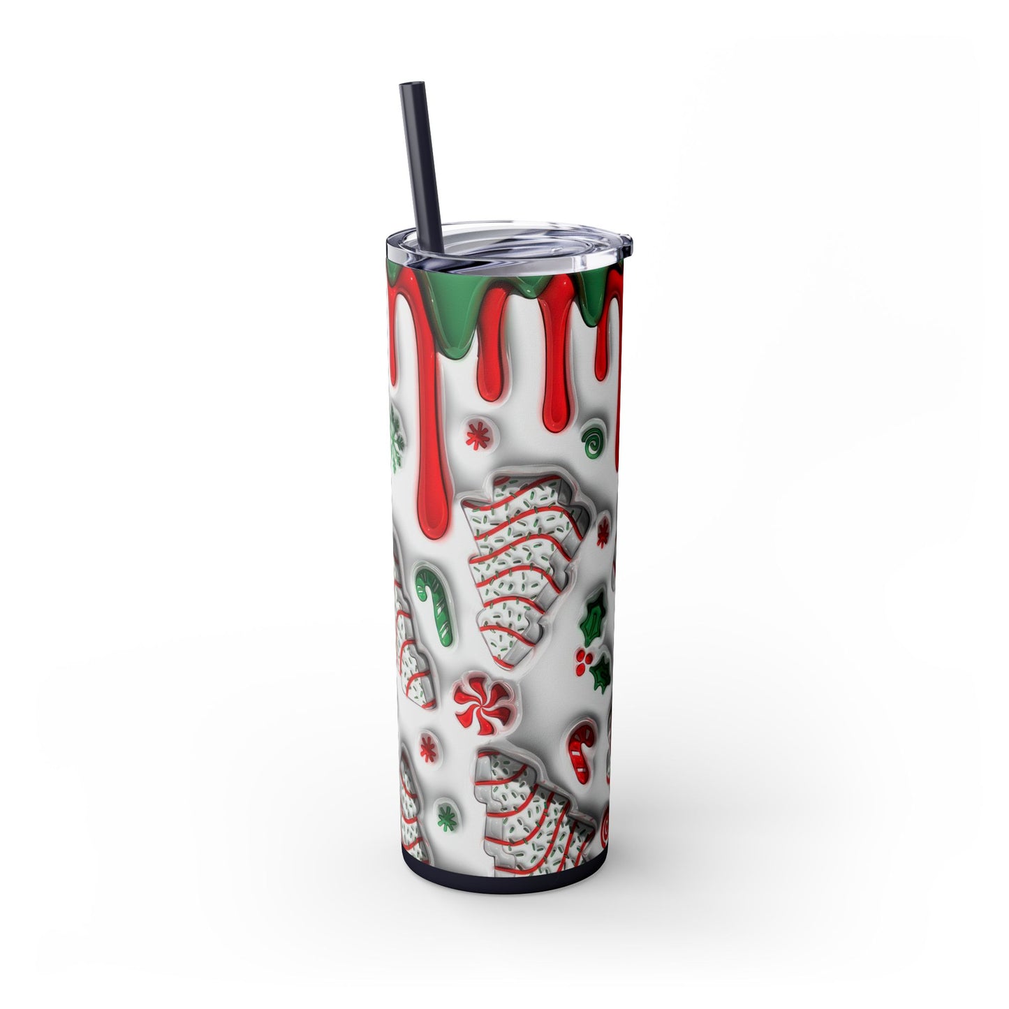 Christmas Cookie Skinny Tumbler, Holiday Drinkware, 20oz Snowman Cup, Festive Straw Mug, Winter Wonderland Gift