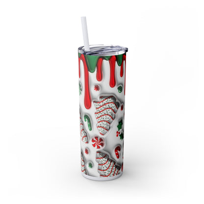 Christmas Cookie Skinny Tumbler, Holiday Drinkware, 20oz Snowman Cup, Festive Straw Mug, Winter Wonderland Gift