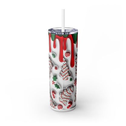 Christmas Cookie Skinny Tumbler, Holiday Drinkware, 20oz Snowman Cup, Festive Straw Mug, Winter Wonderland Gift