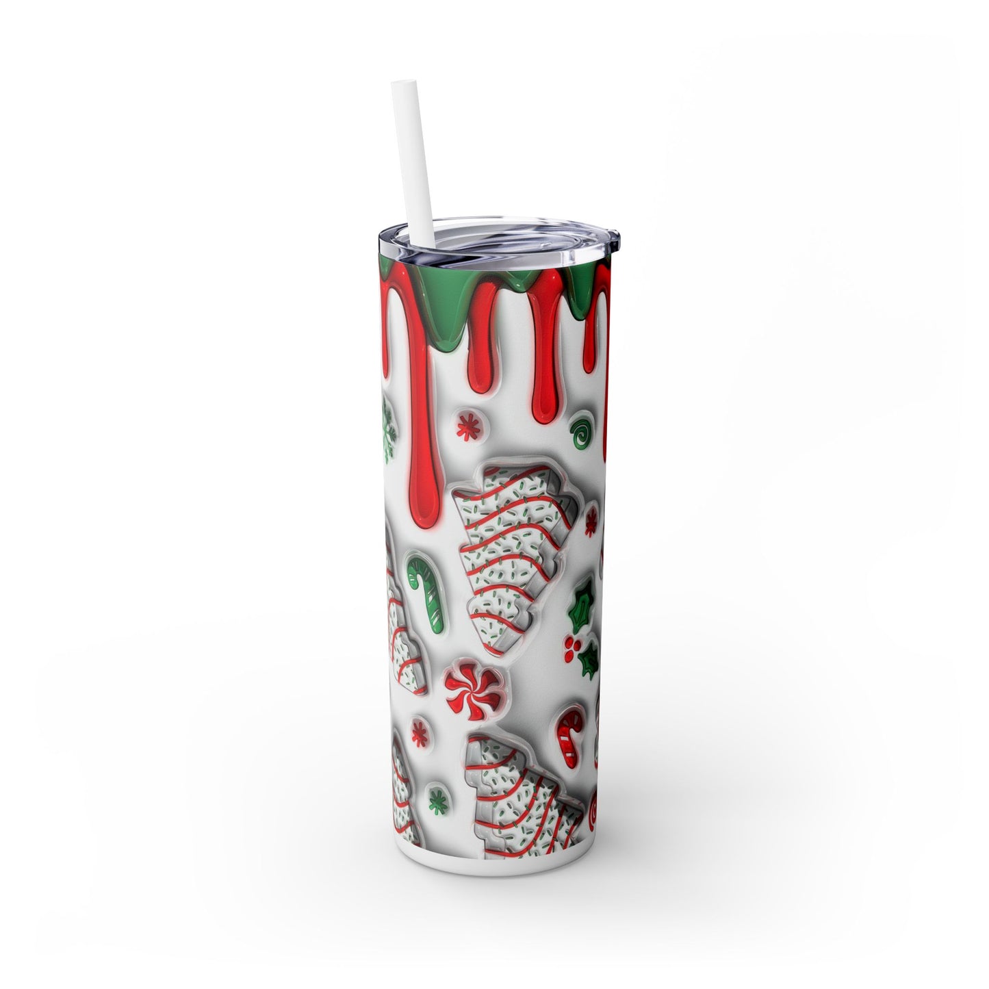 Christmas Cookie Skinny Tumbler, Holiday Drinkware, 20oz Snowman Cup, Festive Straw Mug, Winter Wonderland Gift