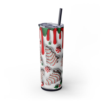 Christmas Cookie Skinny Tumbler, Holiday Drinkware, 20oz Snowman Cup, Festive Straw Mug, Winter Wonderland Gift