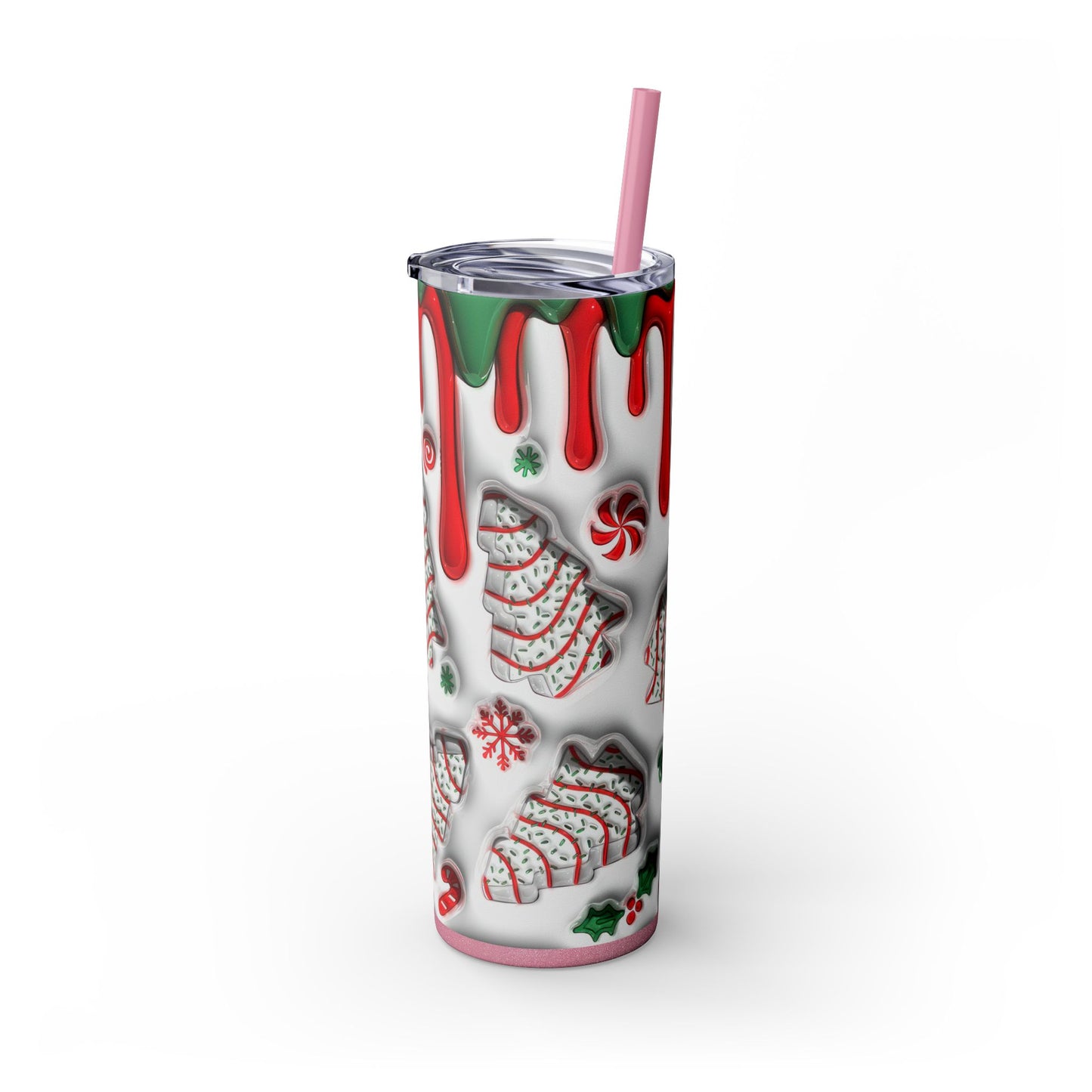 Christmas Cookie Skinny Tumbler, Holiday Drinkware, 20oz Snowman Cup, Festive Straw Mug, Winter Wonderland Gift