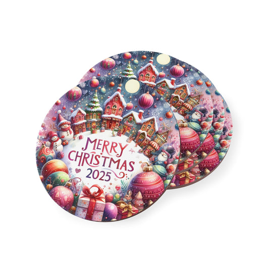 Christmas Coasters, Festive Drink Mats, Holiday Home Decor, Seasonal Gifts for Friends, Merry Christmas 2025