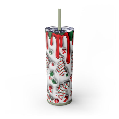 Christmas Cookie Skinny Tumbler, Holiday Drinkware, 20oz Snowman Cup, Festive Straw Mug, Winter Wonderland Gift