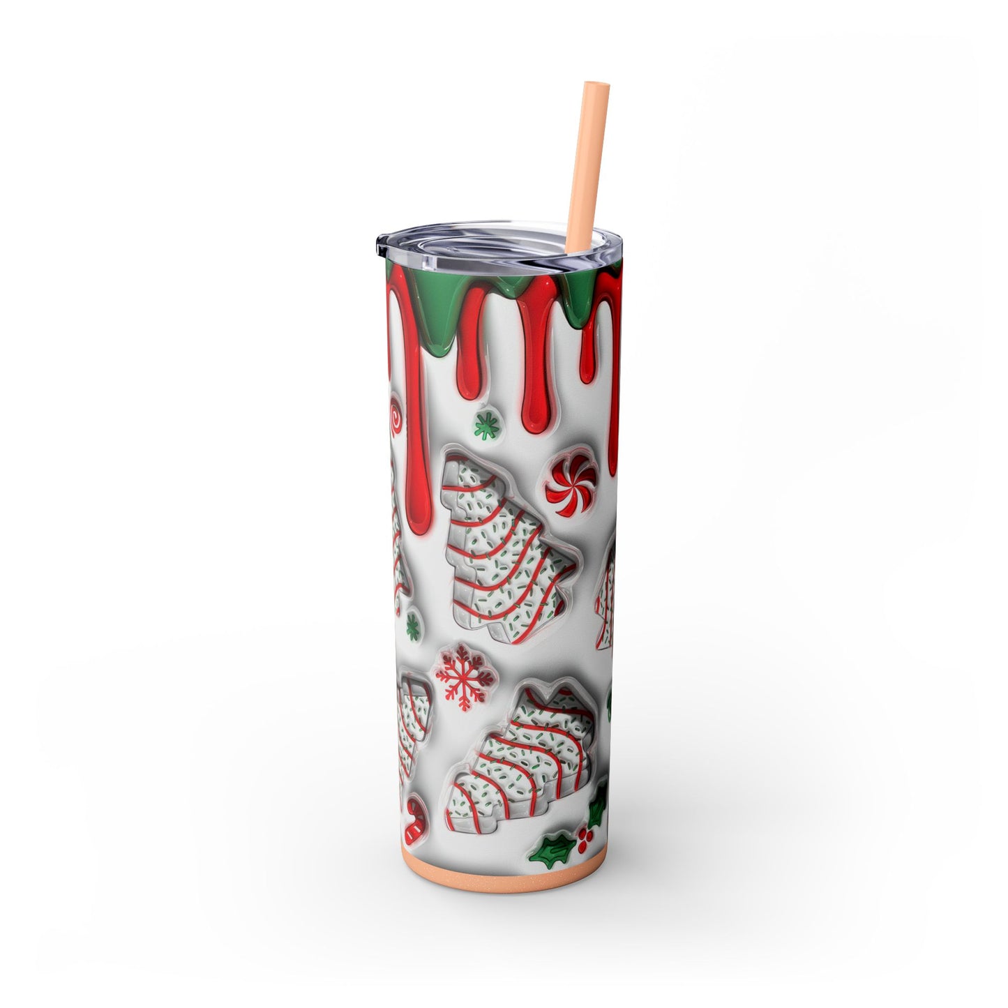 Christmas Cookie Skinny Tumbler, Holiday Drinkware, 20oz Snowman Cup, Festive Straw Mug, Winter Wonderland Gift