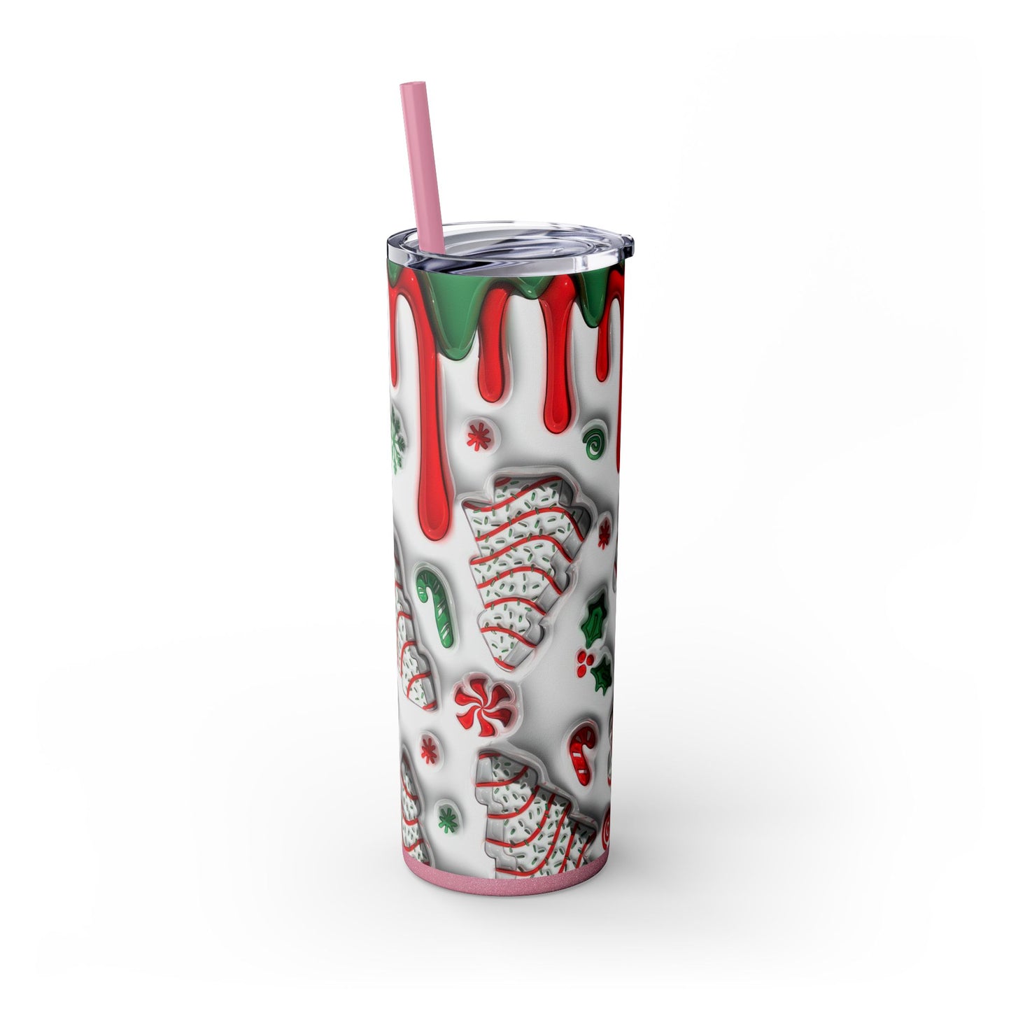 Christmas Cookie Skinny Tumbler, Holiday Drinkware, 20oz Snowman Cup, Festive Straw Mug, Winter Wonderland Gift