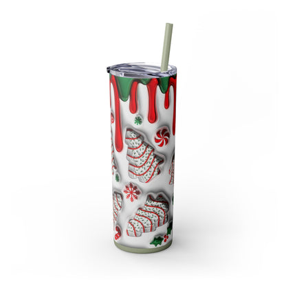 Christmas Cookie Skinny Tumbler, Holiday Drinkware, 20oz Snowman Cup, Festive Straw Mug, Winter Wonderland Gift