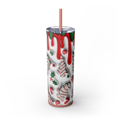 Christmas Cookie Skinny Tumbler, Holiday Drinkware, 20oz Snowman Cup, Festive Straw Mug, Winter Wonderland Gift