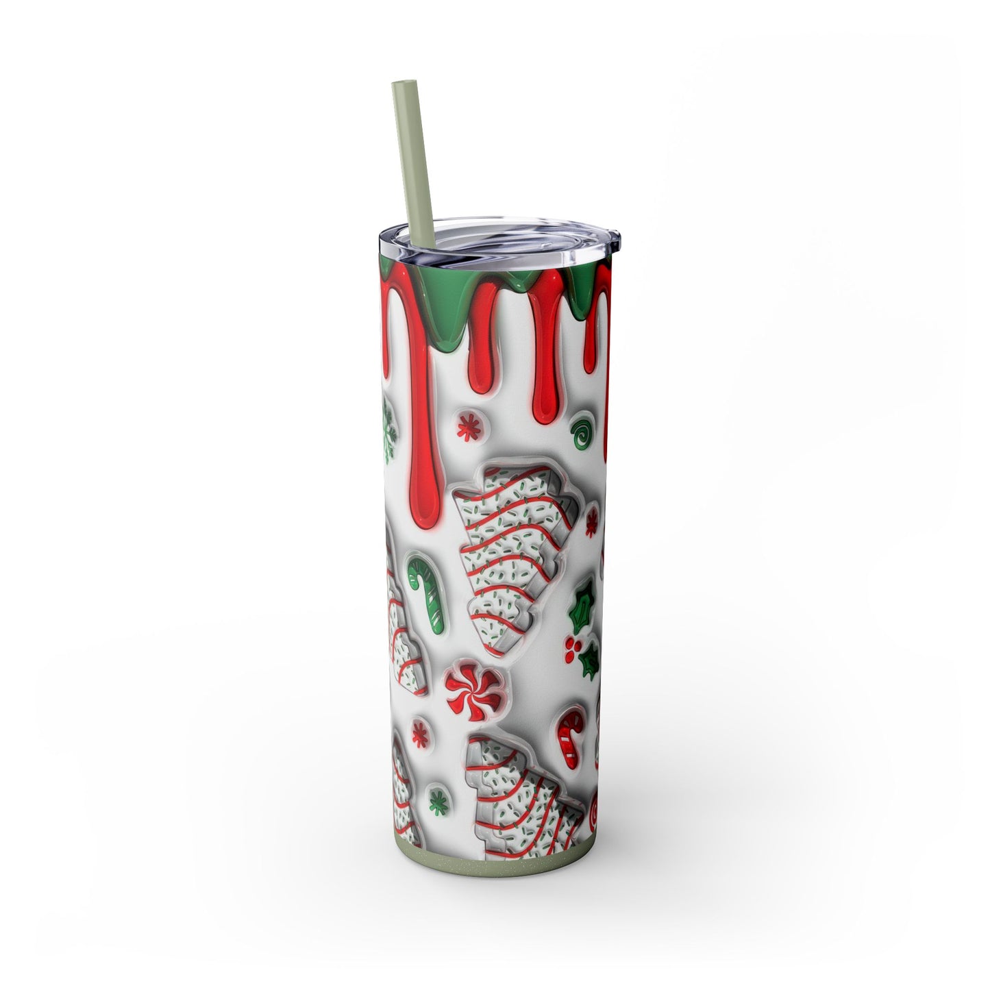Christmas Cookie Skinny Tumbler, Holiday Drinkware, 20oz Snowman Cup, Festive Straw Mug, Winter Wonderland Gift