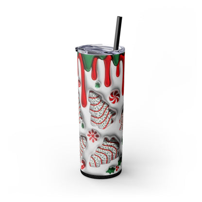 Christmas Cookie Skinny Tumbler, Holiday Drinkware, 20oz Snowman Cup, Festive Straw Mug, Winter Wonderland Gift