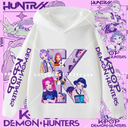 2026 New Letter A-Z Girls' sportswear Kpop Demon Hunters Boys' casual shirt Children's hooded shirt Autumn/Winter long-sleeved
