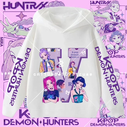 2026 New Letter A-Z Girls' sportswear Kpop Demon Hunters Boys' casual shirt Children's hooded shirt Autumn/Winter long-sleeved
