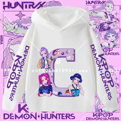 2026 New Letter A-Z Girls' sportswear Kpop Demon Hunters Boys' casual shirt Children's hooded shirt Autumn/Winter long-sleeved