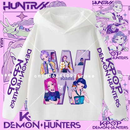 2026 New Letter A-Z Girls' sportswear Kpop Demon Hunters Boys' casual shirt Children's hooded shirt Autumn/Winter long-sleeved