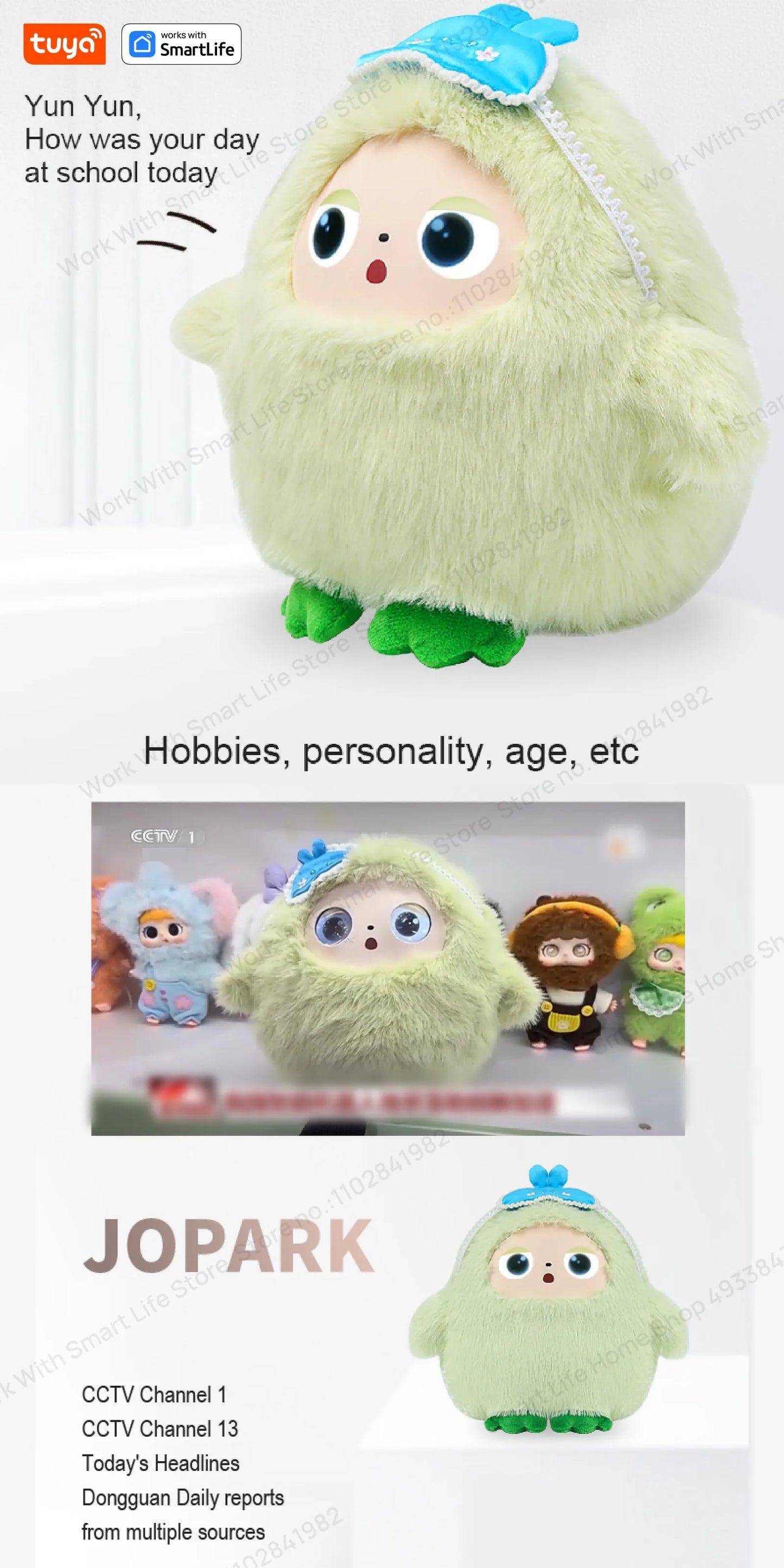 AI Plush Toy W/Smart Voice&LED Eyes,Interactive Companion for Kid/Adult‌Gift-ReadyRechargeable E-Pet open up fun life W/Tuya App