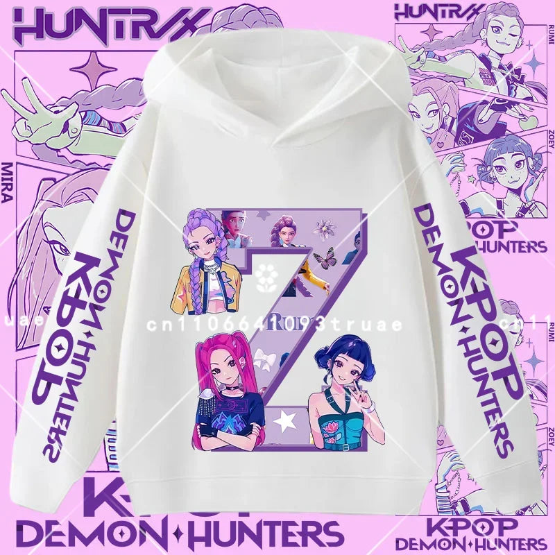 2026 New Letter A-Z Girls' sportswear Kpop Demon Hunters Boys' casual shirt Children's hooded shirt Autumn/Winter long-sleeved