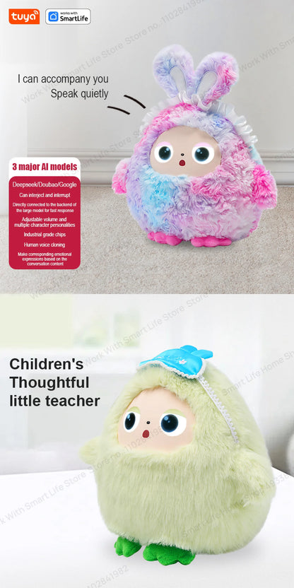 AI Plush Toy W/Smart Voice&LED Eyes,Interactive Companion for Kid/Adult‌Gift-ReadyRechargeable E-Pet open up fun life W/Tuya App